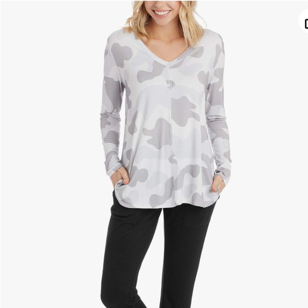 NWT Mudpie Teddy T-Shirt Gray Camo
